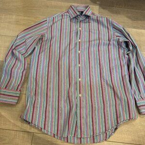 POLO BY RALPH LAUREN MENS REGENT CUSTOM FIT COLORFUL STRIPE BUTTON SHIRT 16 32/3